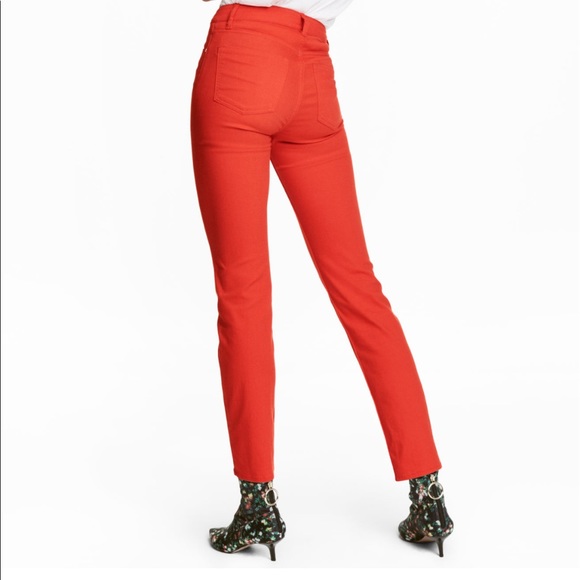 red slim fit pants